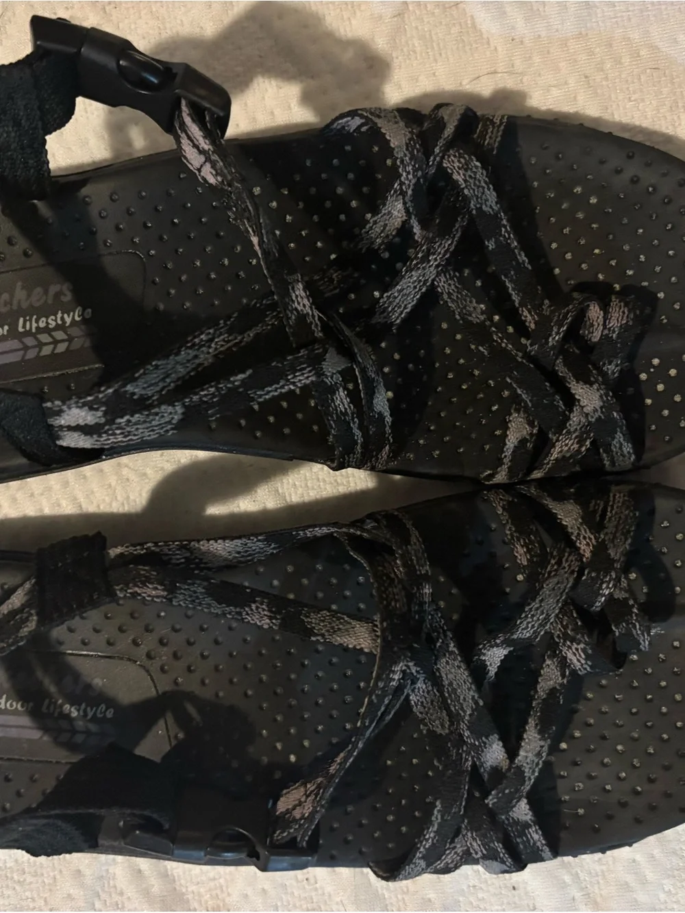Skechers Black and Gray Casual Strappy Sandals
